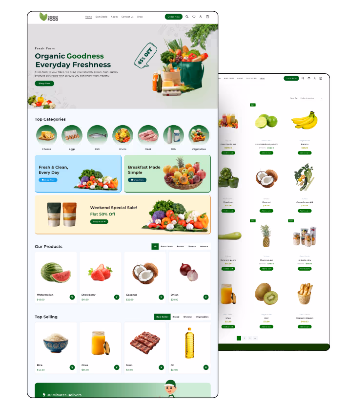 Organic Food Website Template for WordPress Websites