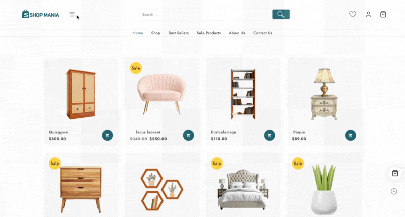 Off Canvas Menu Design for Shop Mania Theme
